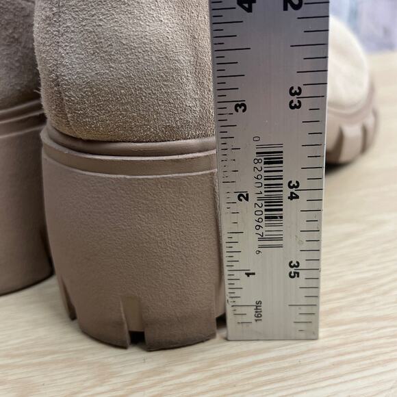Steve Madden Hutch Chunky Women’s Leather Sand Suede Ankle Boots Beige Size 9M - Picture 7 of 10